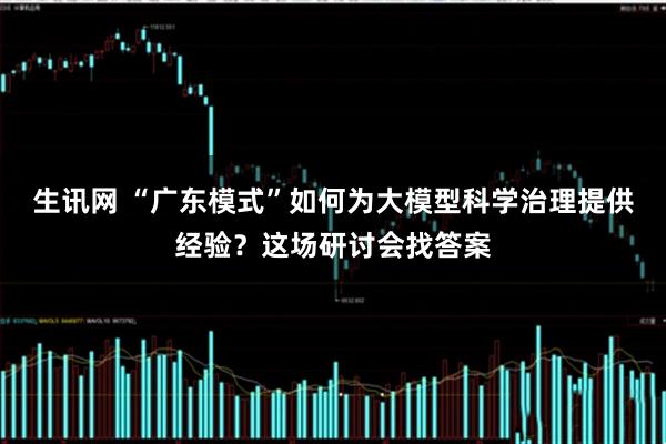 生讯网 “广东模式”如何为大模型科学治理提供经验？这场研讨会找答案