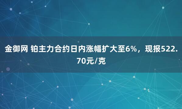 金御网 铂主力合约日内涨幅扩大至6%，现报522.70元/克